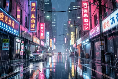 AI generated cyberpunk cities example