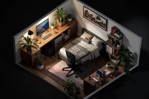 AI generated isometric rooms example